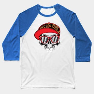 Skull with Glass Mustache Baseball T-Shirt